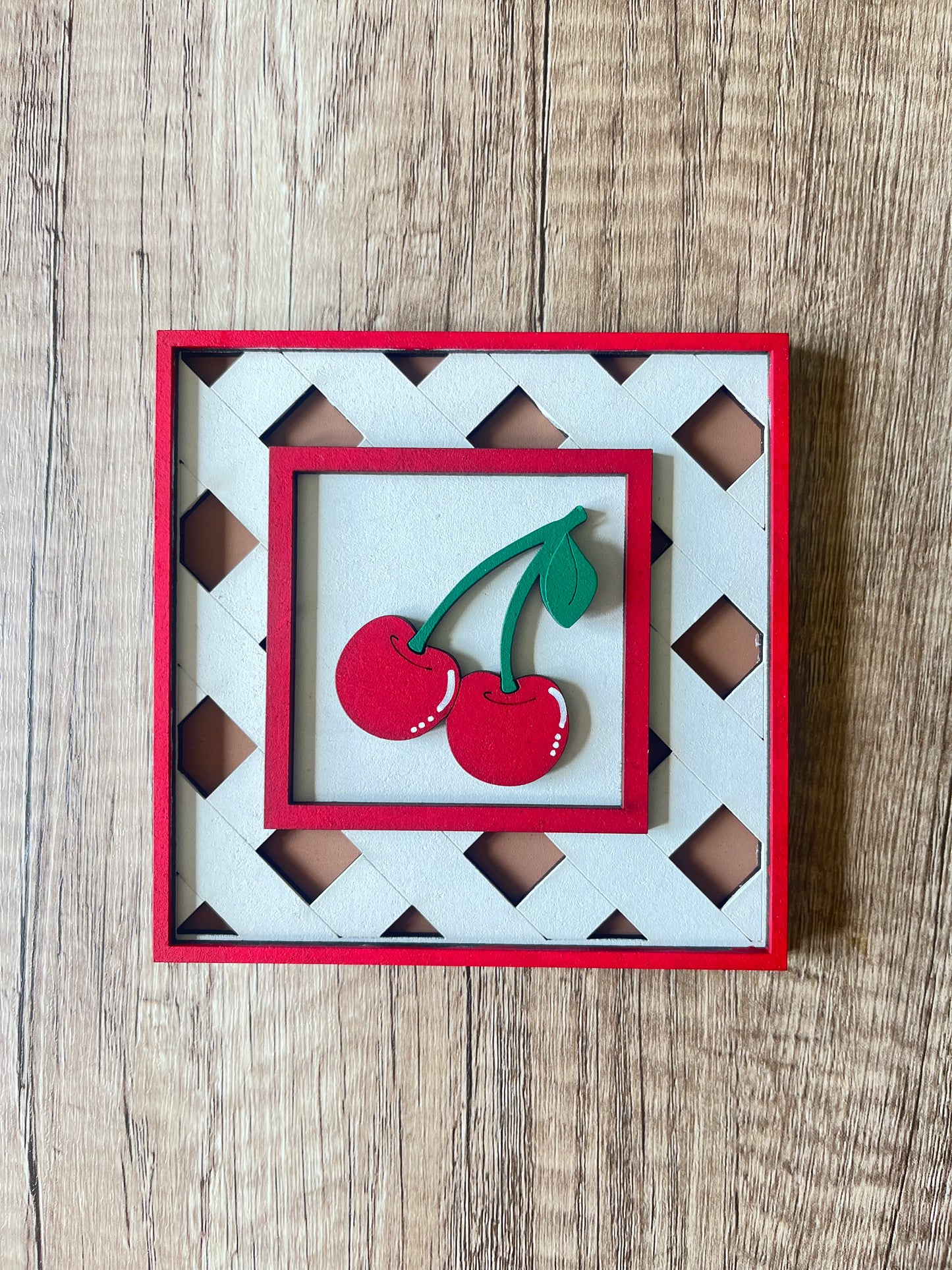 Framed Cherries Ladder Tile