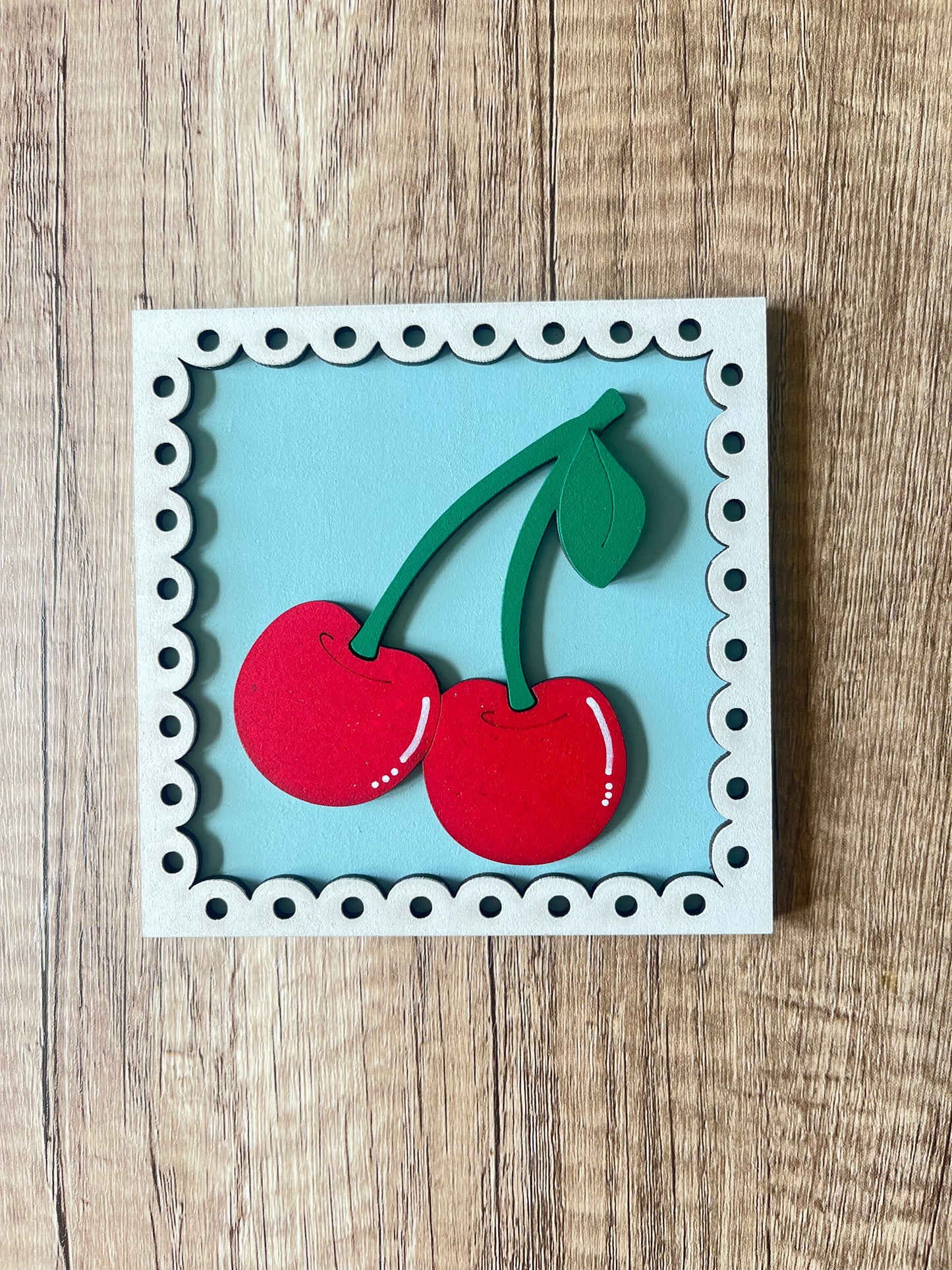 Scalloped Cherries Ladder Tile