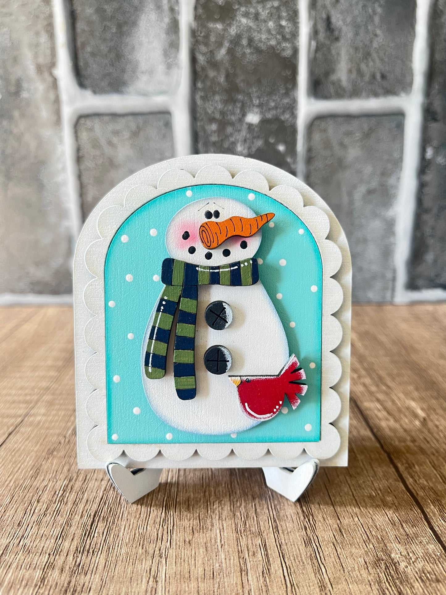 Snowman Red Bird Mini Arch Insert