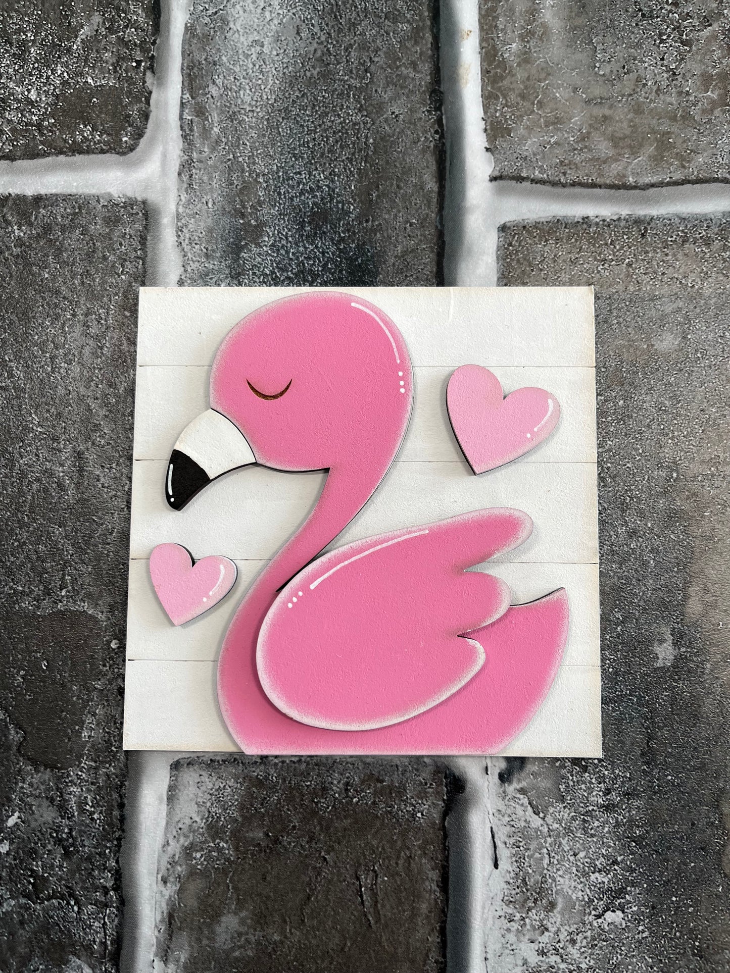 Flamingo Hearts Ladder Tile