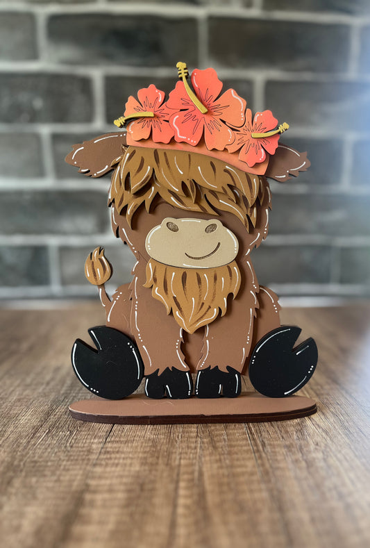 Interchangeable Highland Cow Flower Hat