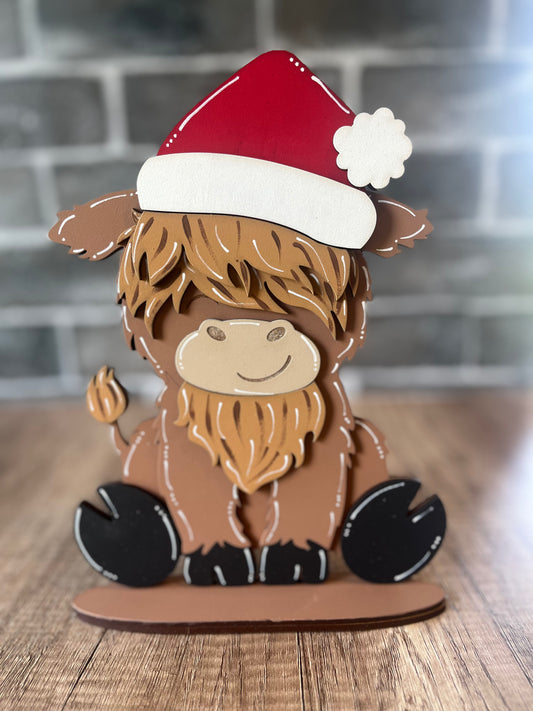 Interchangeable Highland Cow Santa Hat