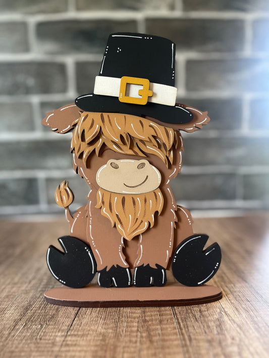 Interchangeable Highland Cow Pilgrim Hat