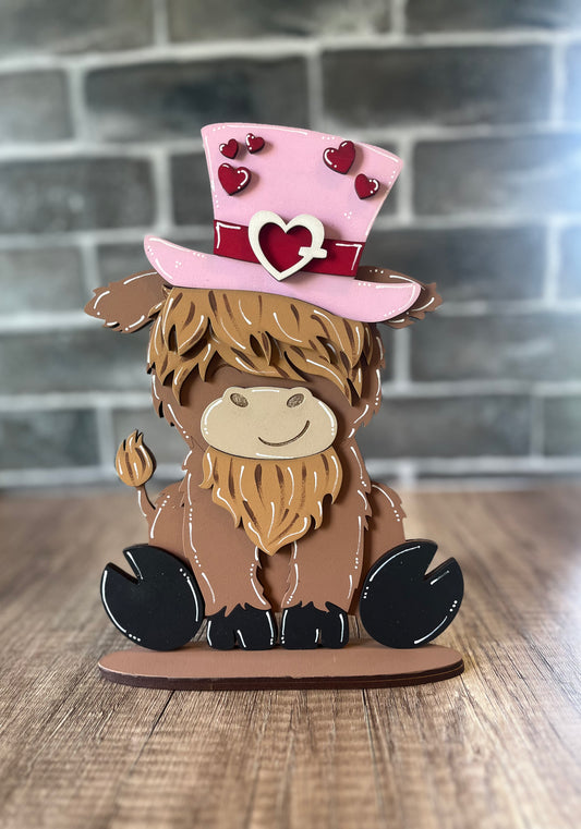 Interchangeable Highland Cow Valentine's Top Hat
