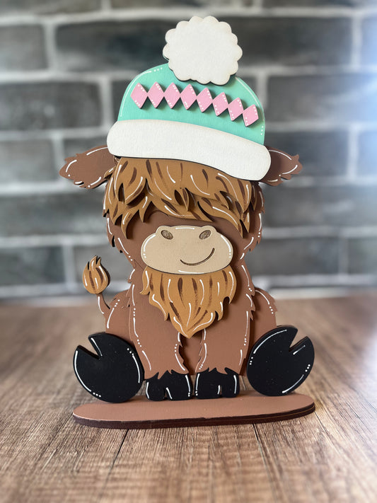 Interchangeable Highland Cow Winter Hat