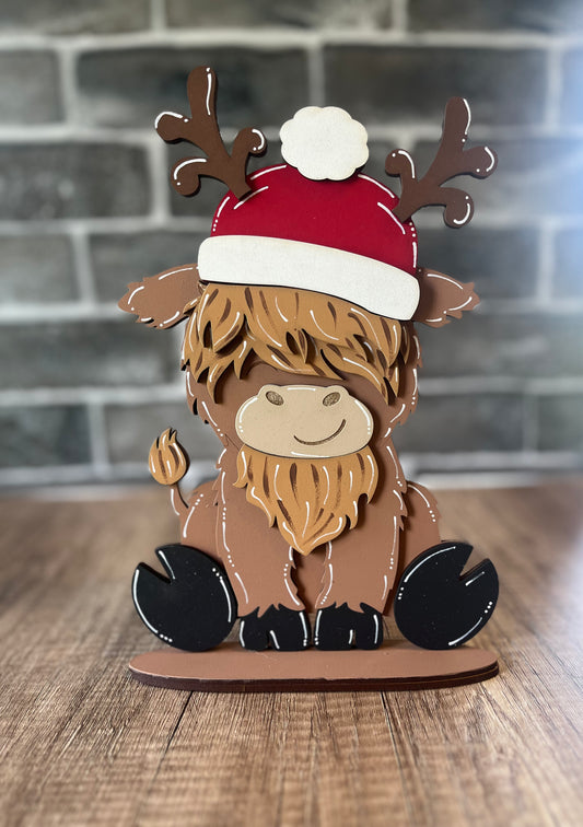 Interchangeable Highland Cow Reindeer Santa Hat