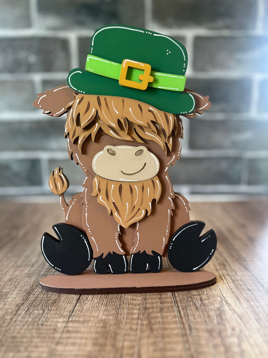 Interchangeable Highland Cow St. Patrick's Day Hat