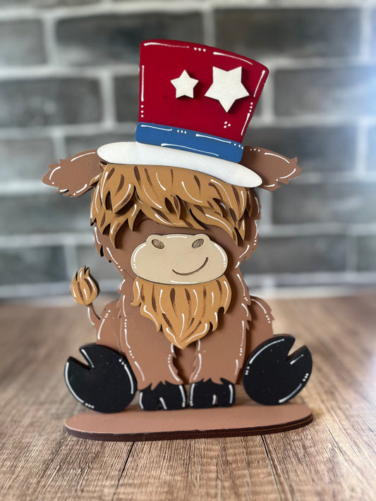 Interchangeable Highland Cow Patriotic Hat