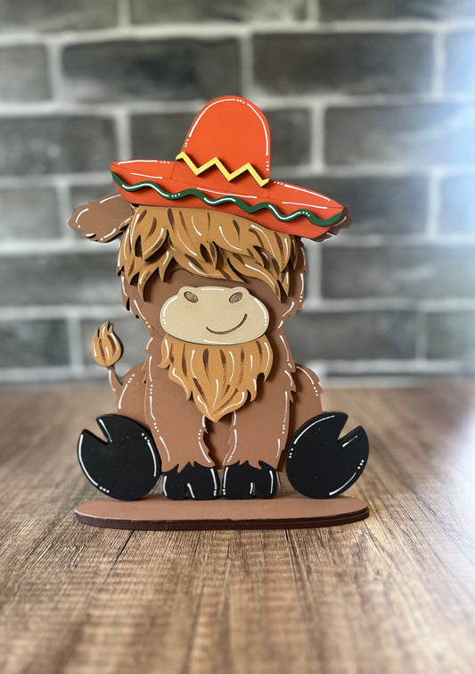 Interchangeable Highland Cow Sombrero Hat