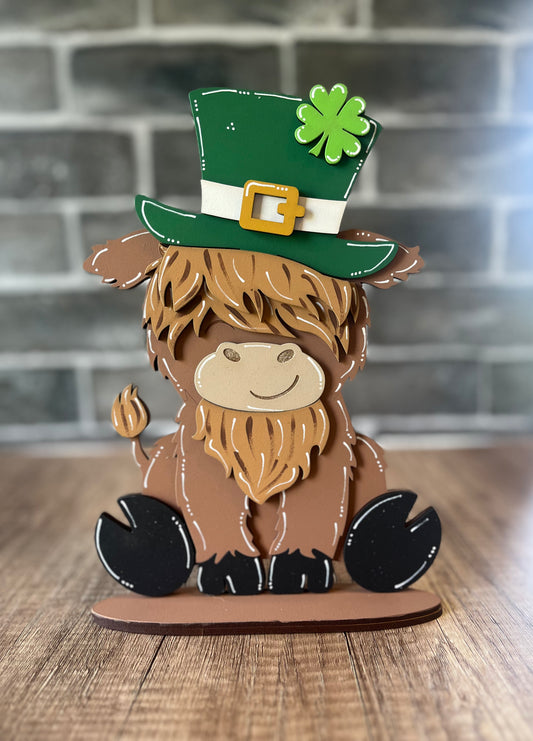 Interchangeable Highland Cow St. Patrick's Top Hat
