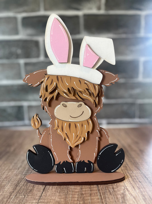 Interchangeable Highland Cow Bunny Ears Hat
