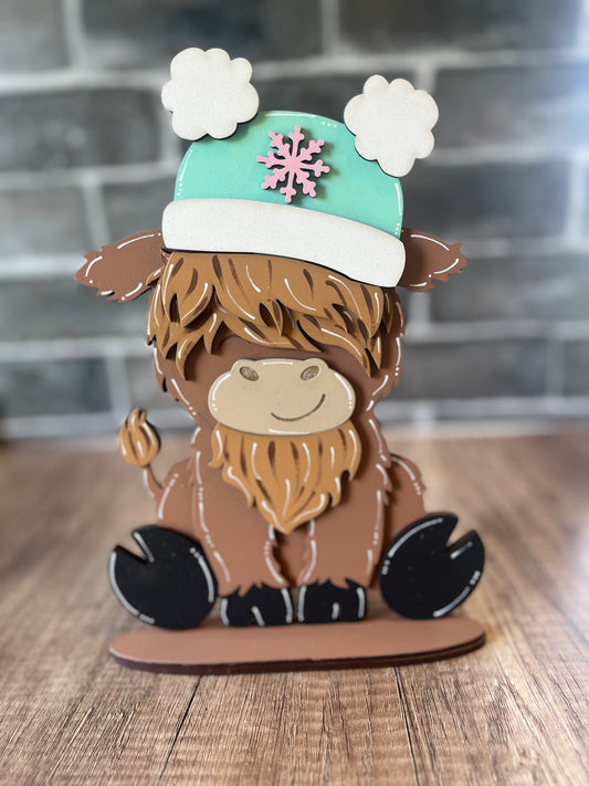 Interchangeable Highland Cow Snowflake Hat