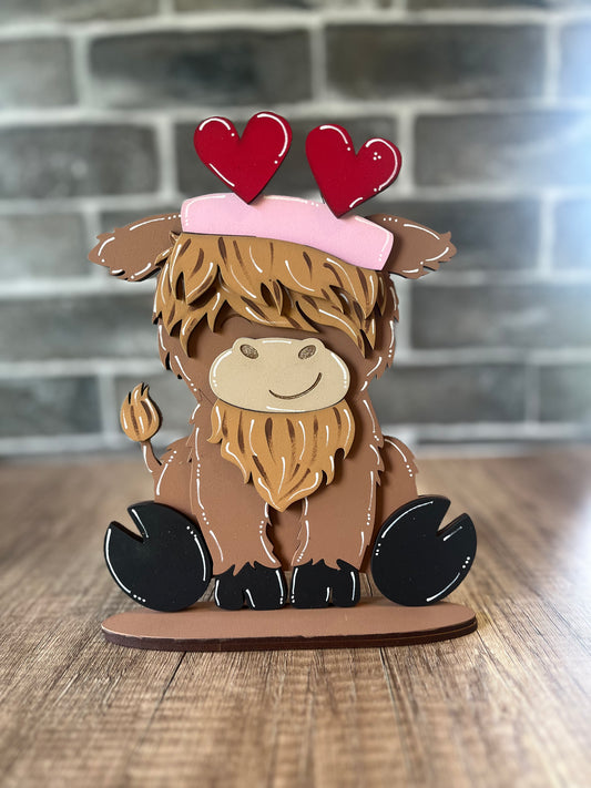Interchangeable Highland Cow Heart Hat