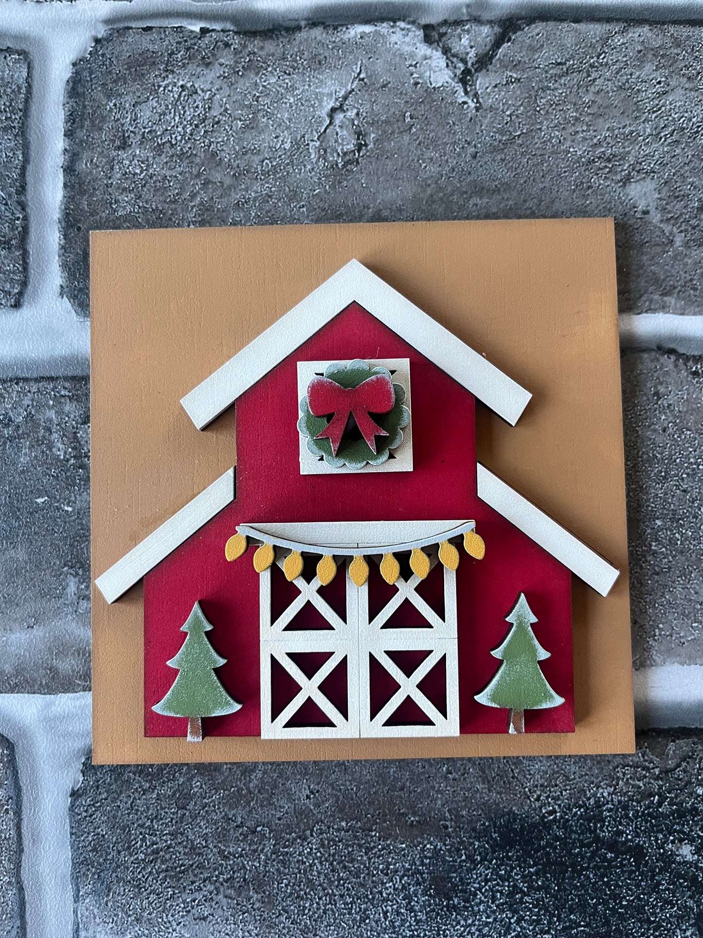 Christmas Barn Ladder Tile