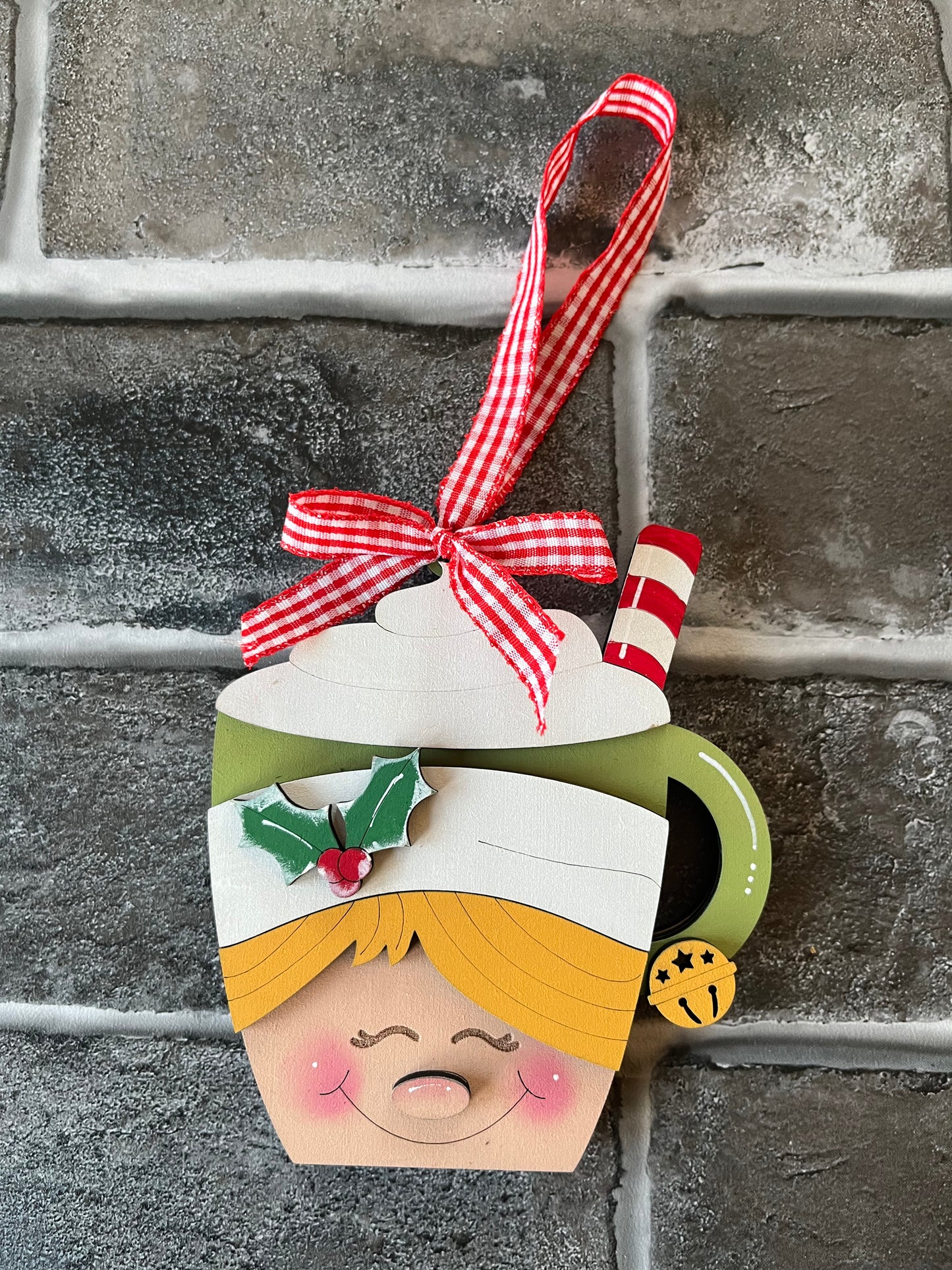 Elf Boy Cocoa Cup GIFT CARD ORNAMENT