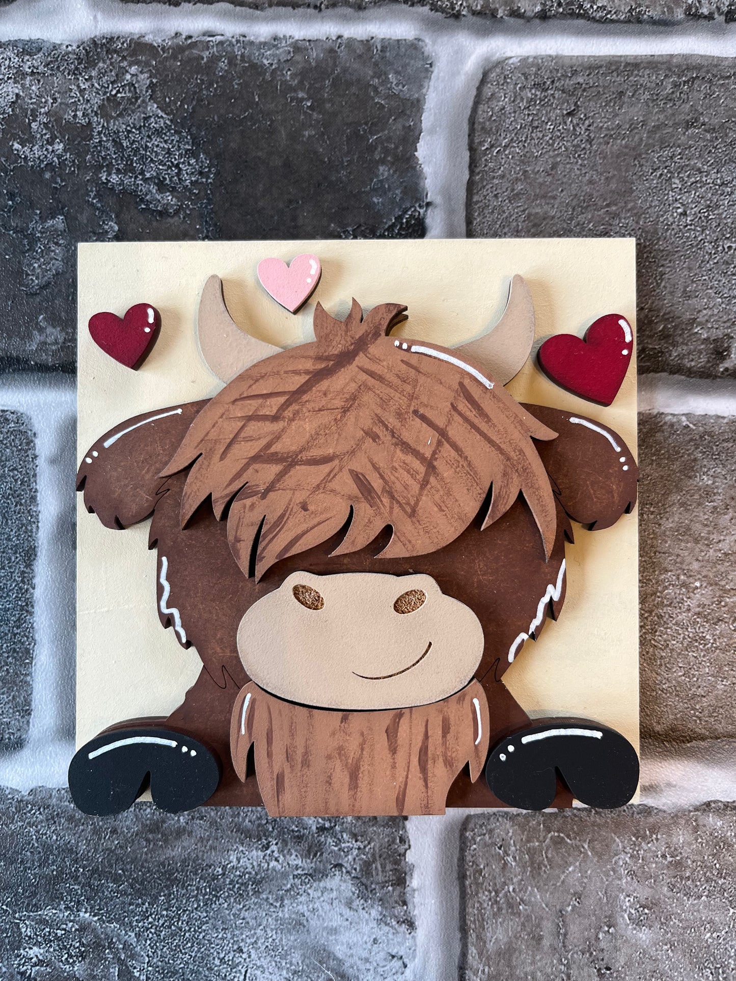 Valentine Highland Cow Ladder Tile