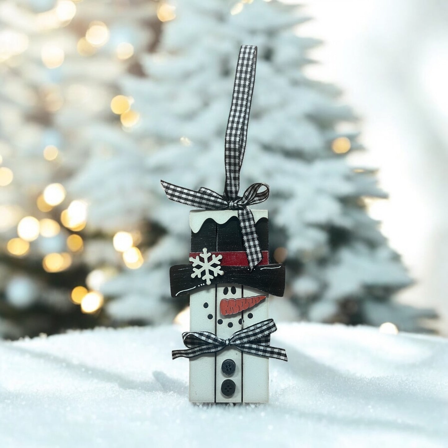 Pallet Snowman Ornament