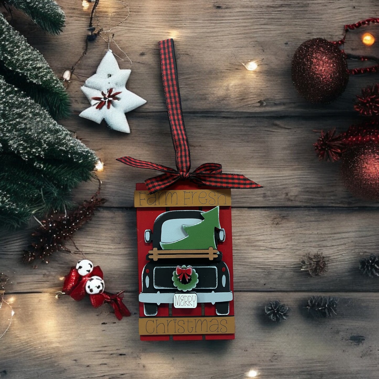 Farm Fresh Christmas Pallet Ornament