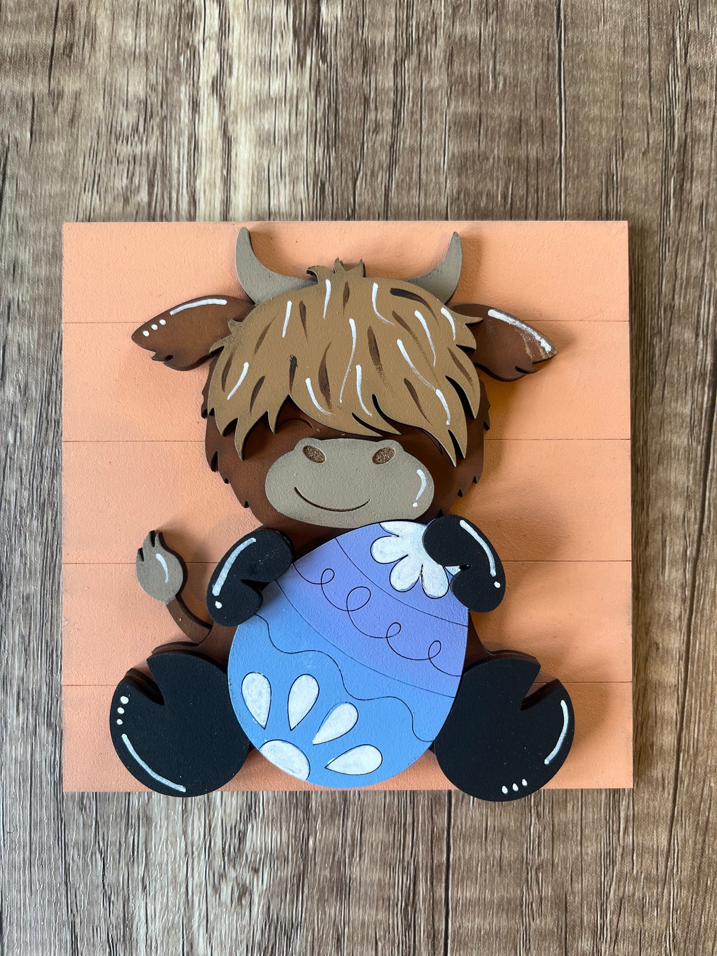 Highland Cow Easter Egg Ladder Tile