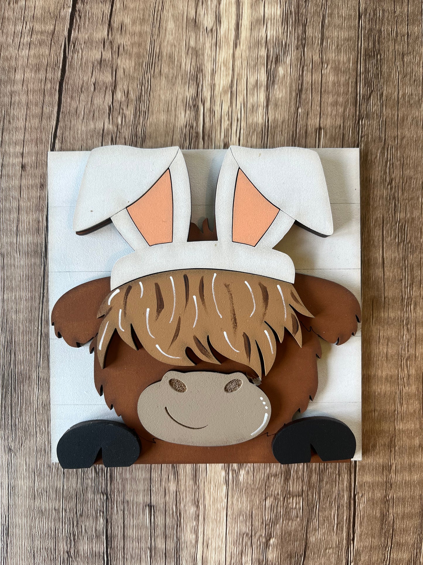 Easter Bunny Highland Cow Ladder Tile
