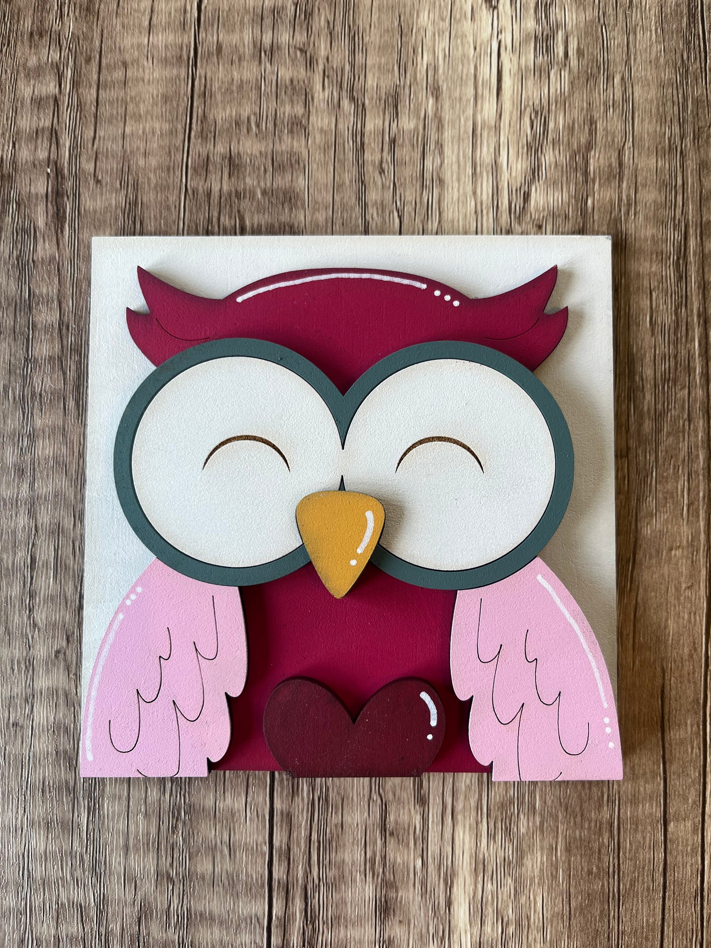 Owl Pink Wings Ladder Tile