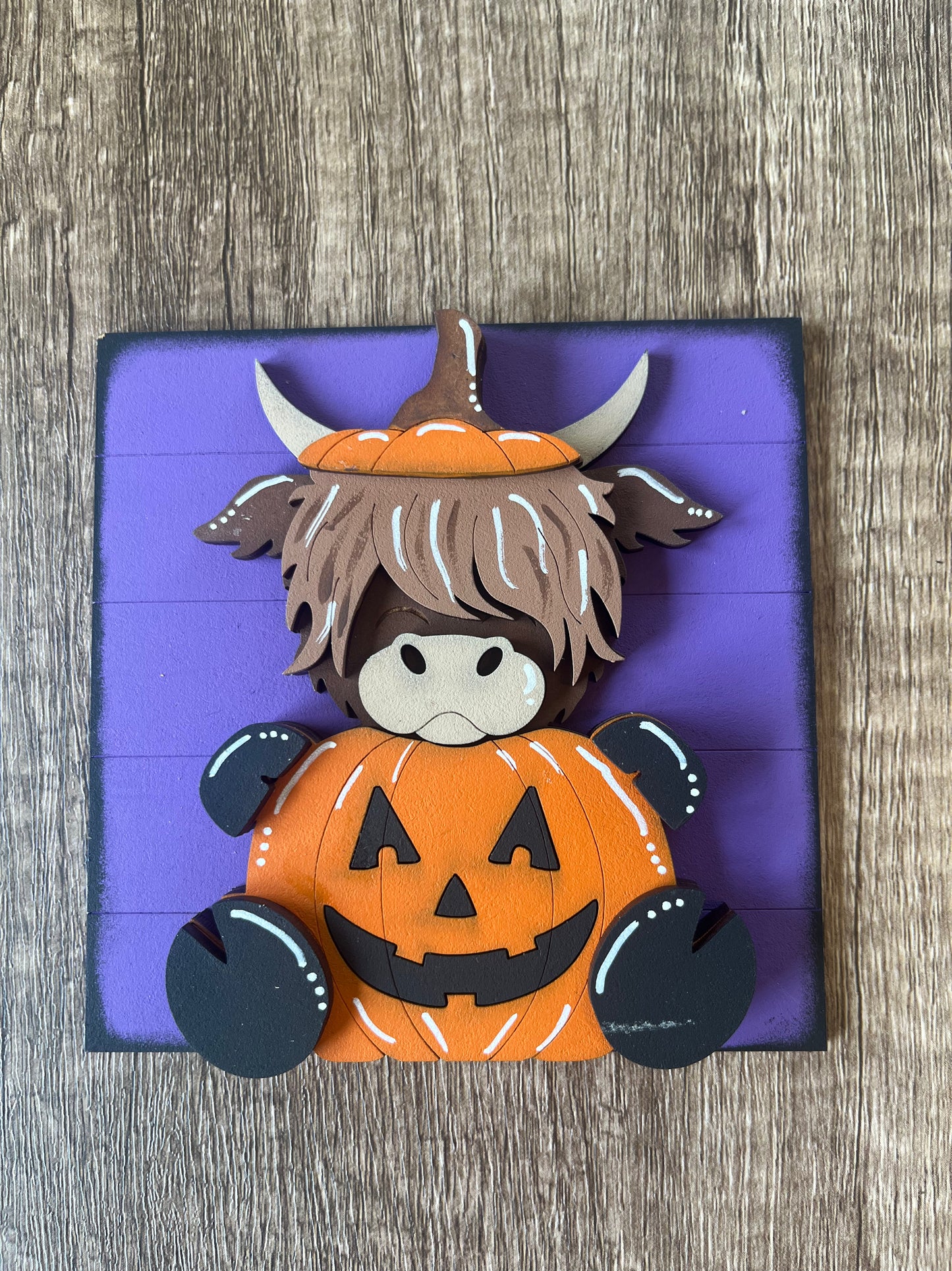 Pumpkin Highland Cow Ladder Tile