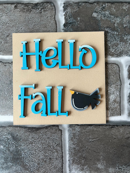 Hello Fall Crow Ladder Tile