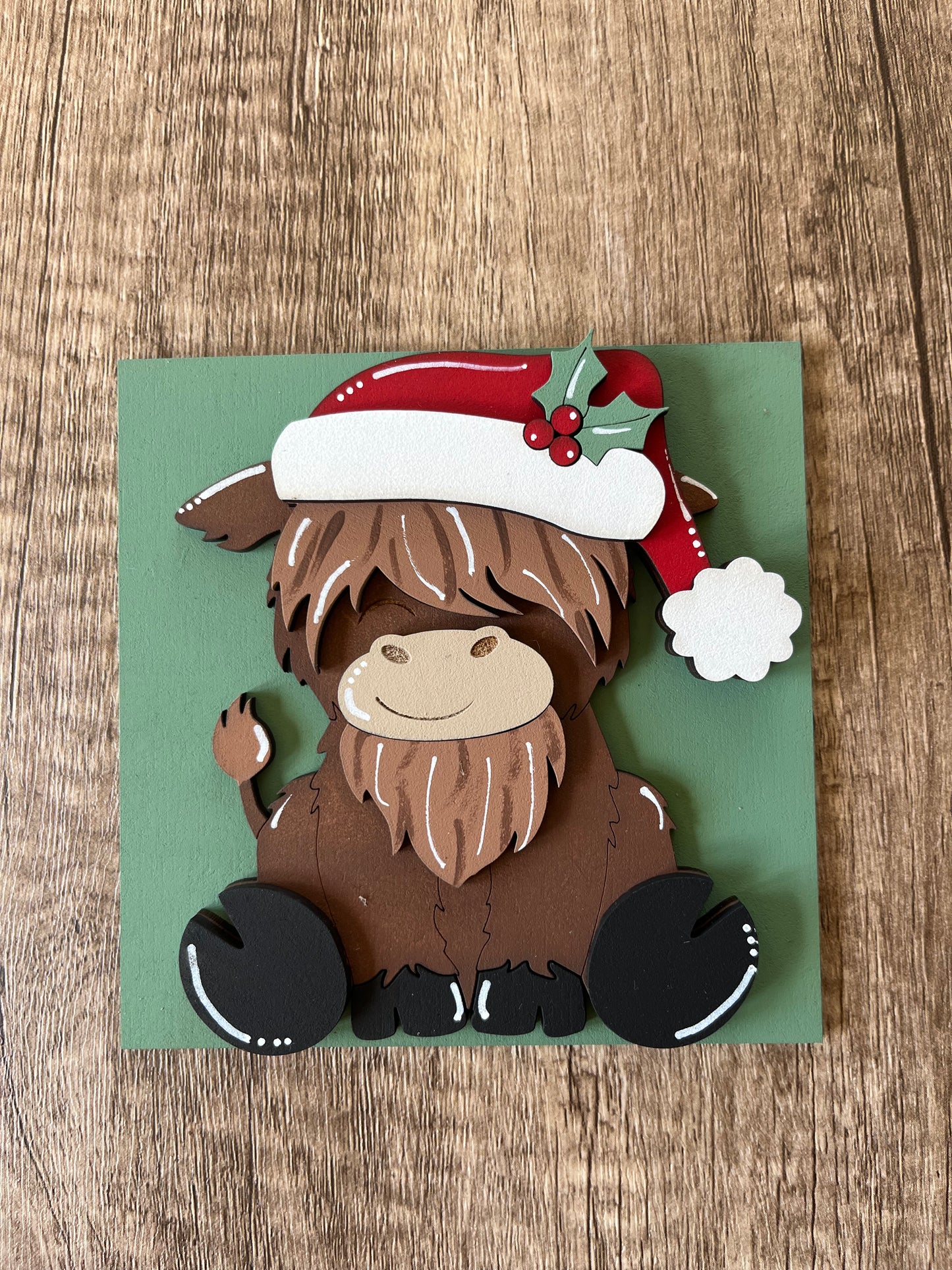 Highland Cow Red Hat Ladder Tile