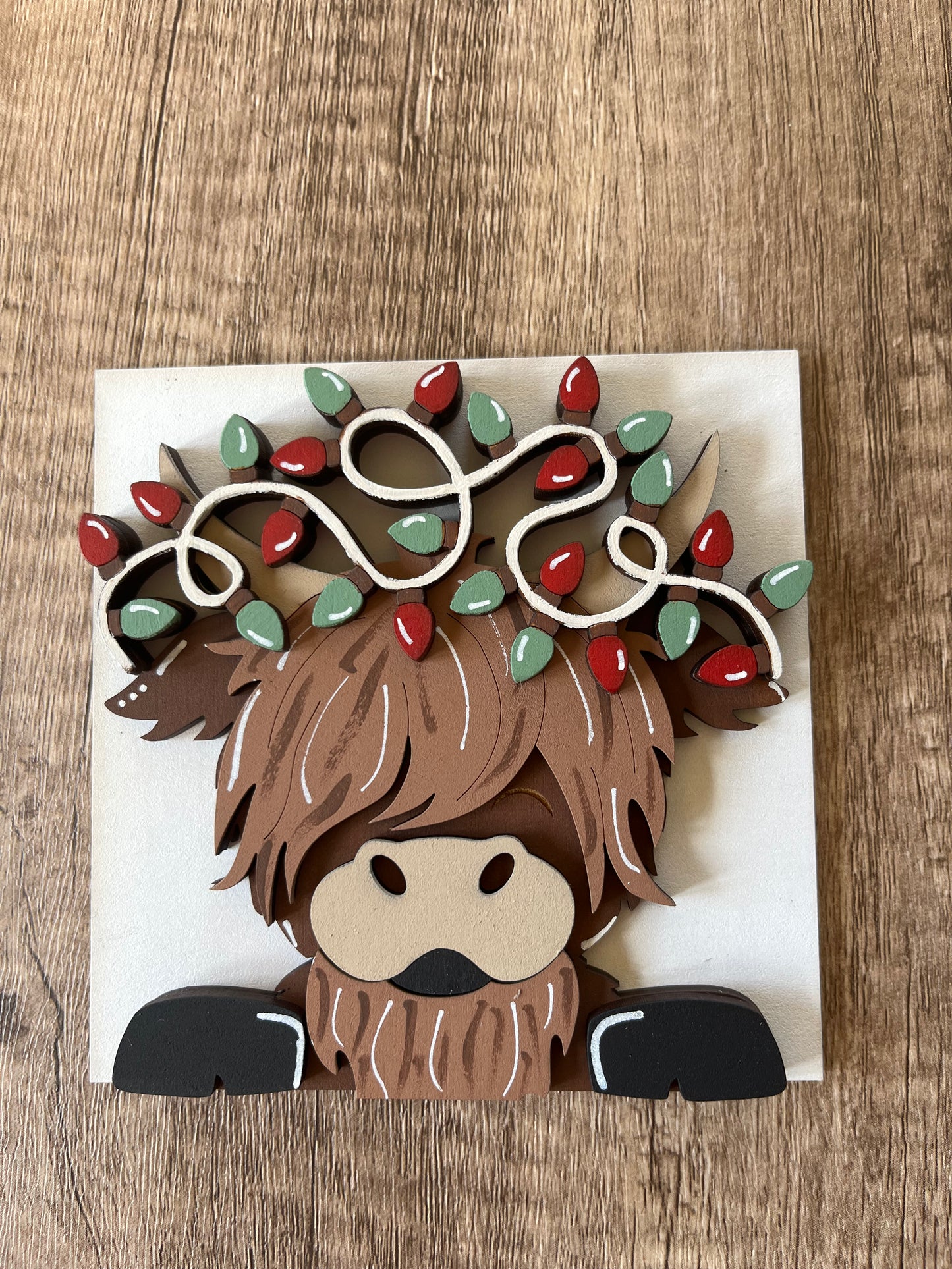 Highland Cow Lights Ladder Tile