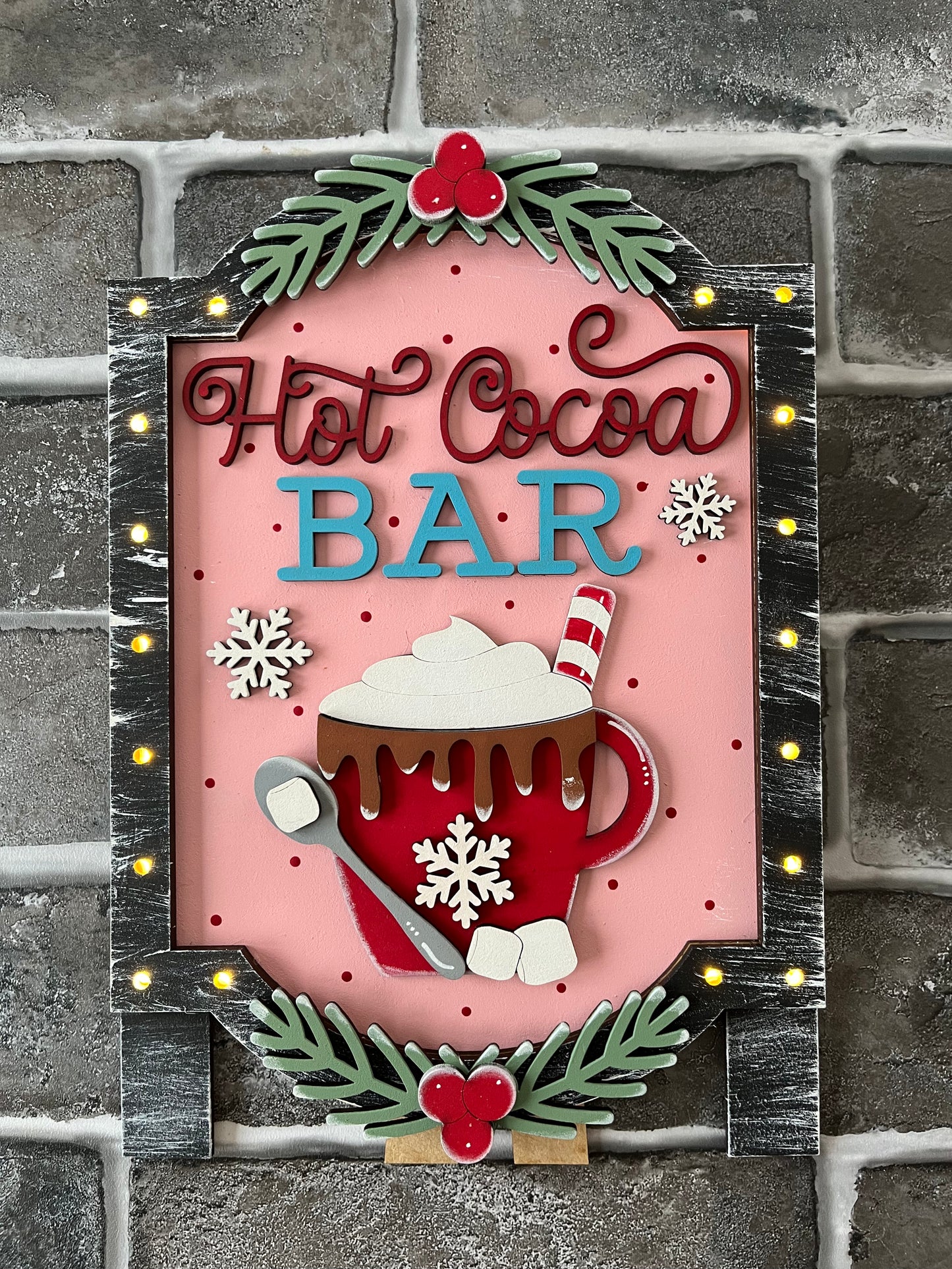 Hot Cocoa Bar Light Up Shelf Sitter