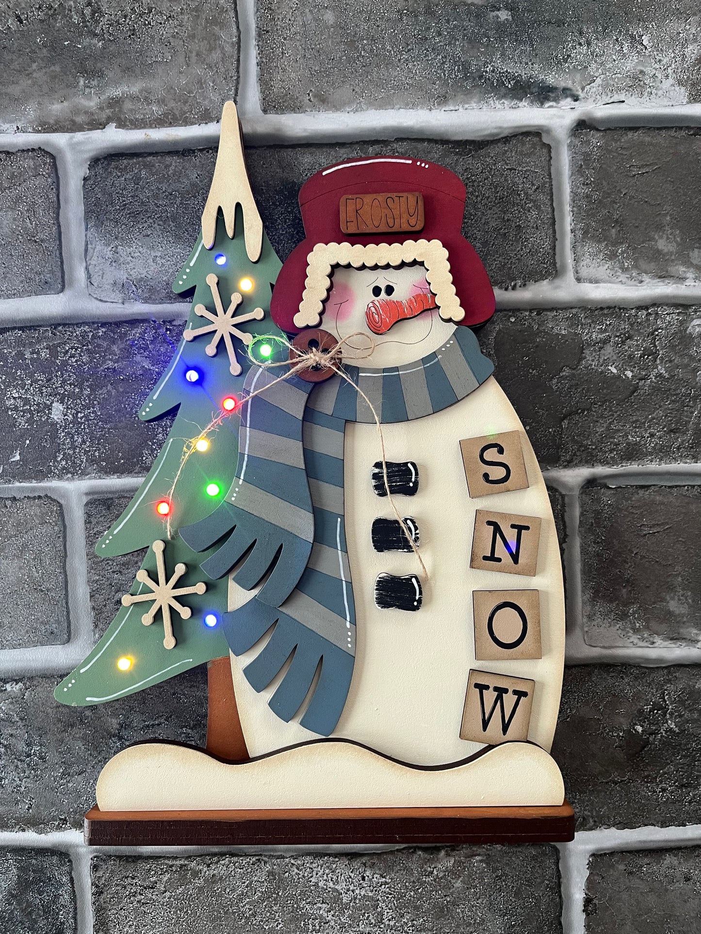 Winter Snowman Lighted Shelf Sitter