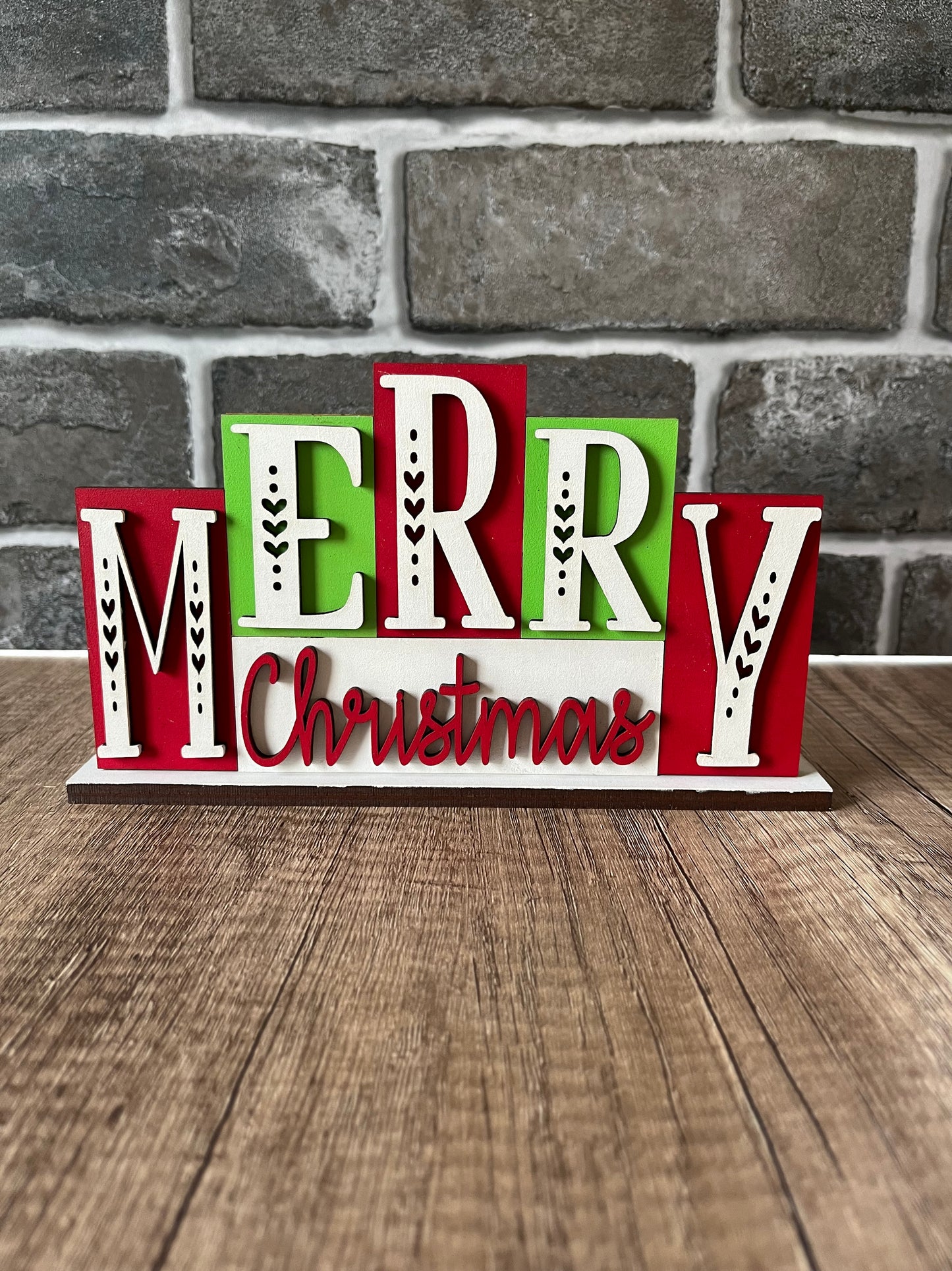 Merry Christmas Word Block Shelf Sitter