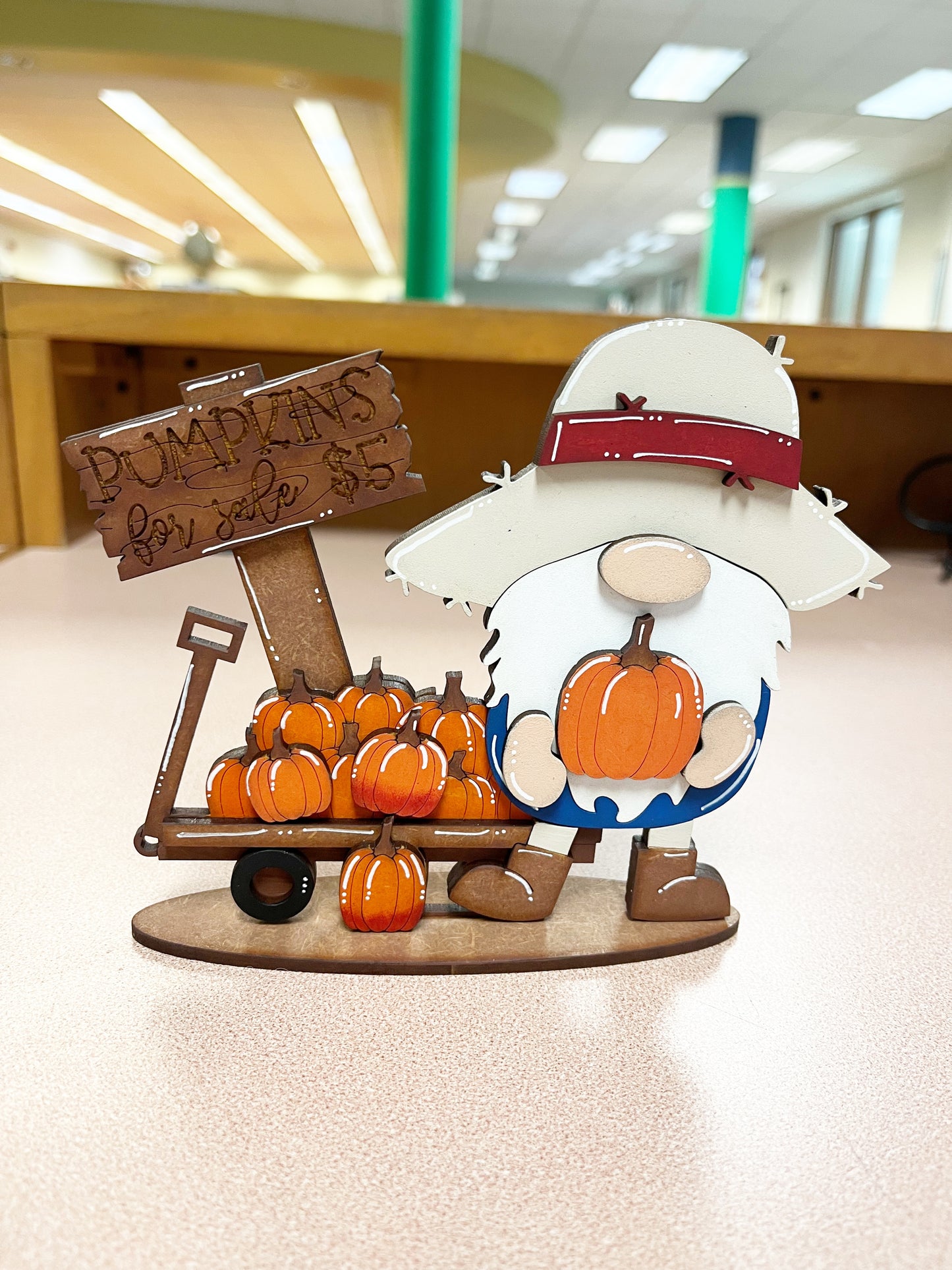 Pumpkin Wagon Gnome Shelf Sitter