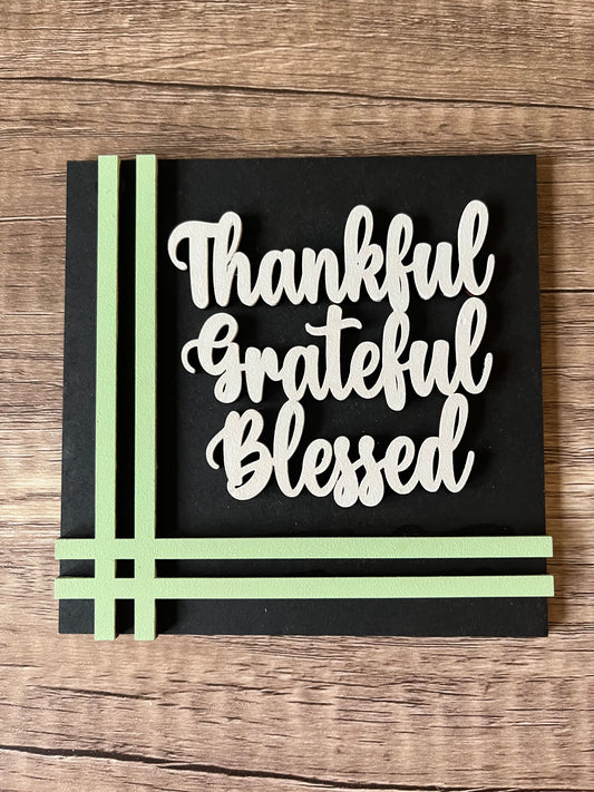 Thankful Grateful Blessed Ladder Tile