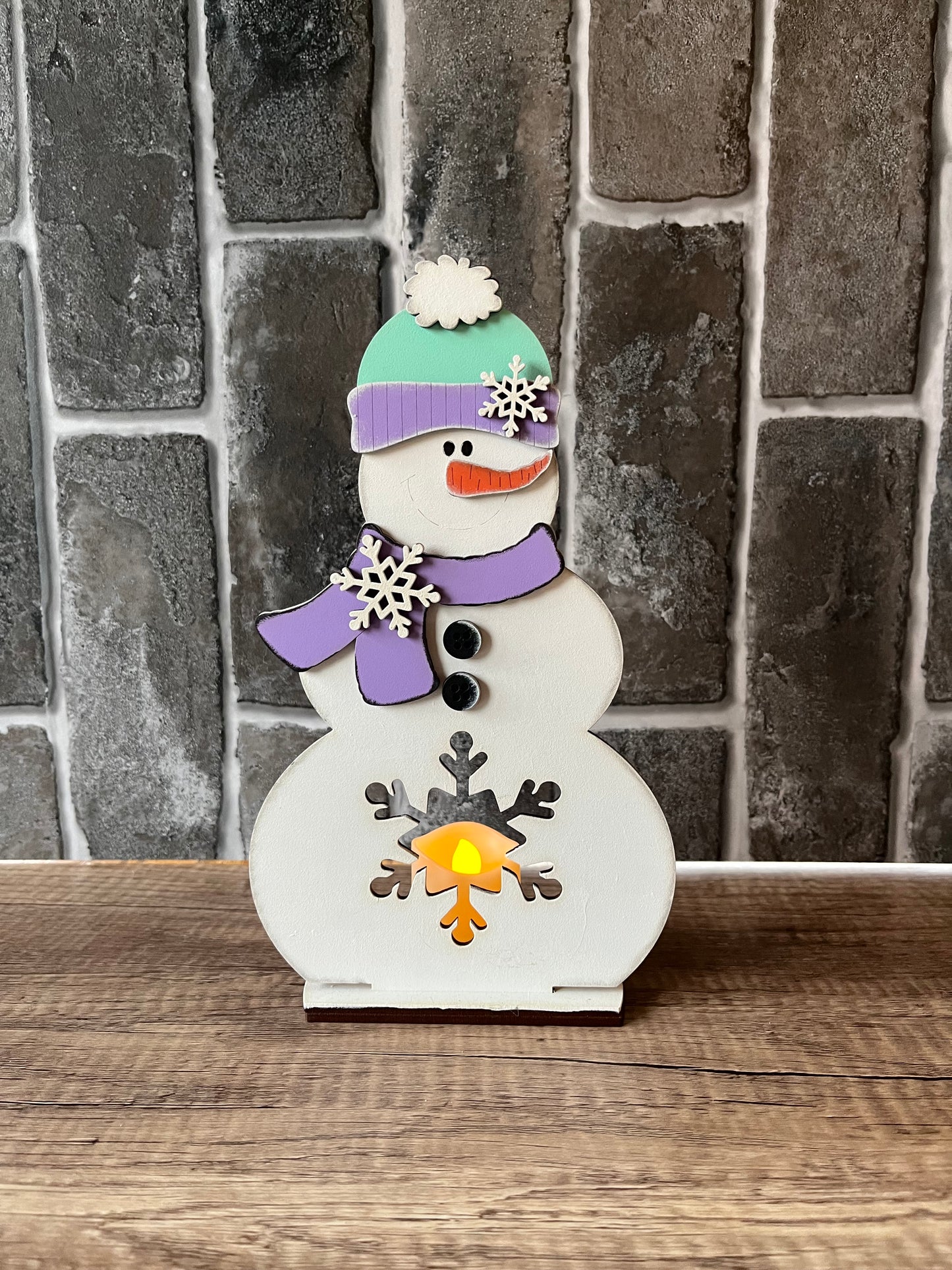Snowflake Snowman Votive Shelf Sitter