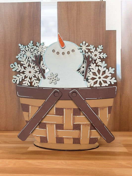 Snowman Snowflakes Basket Insert