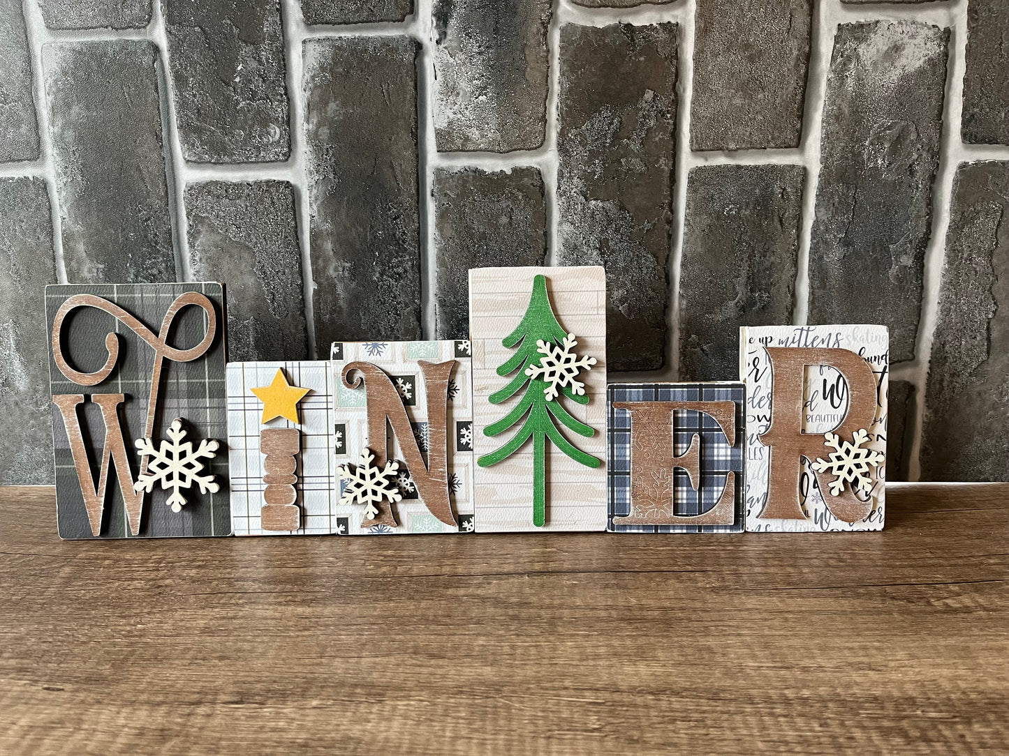 Winter Word Block Shelf Sitter