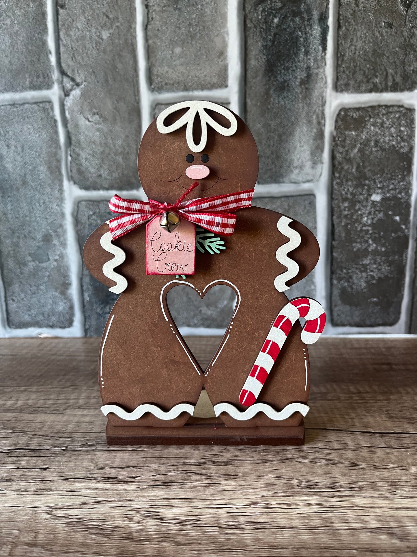 Candy cane Gingerbread Boy Votive Shelf Sitter