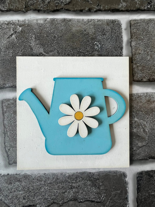 Daisy Watering Can Ladder Tile