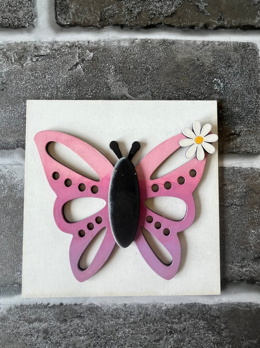 Pink Ombre Butterfly Ladder Tile