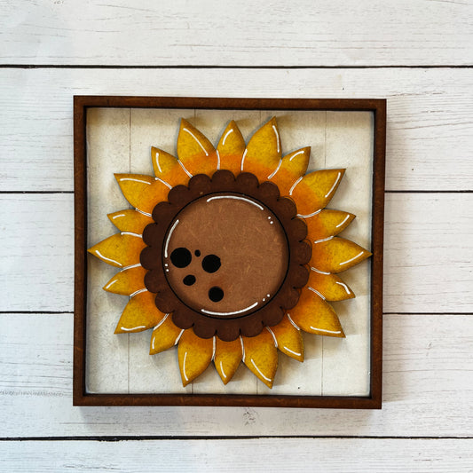 Framed Sunflower Ladder Tile