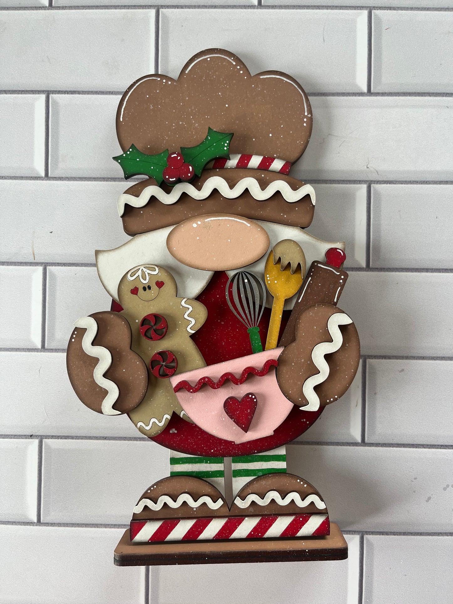 Large Gingerbread Gnome Shelf Sitter