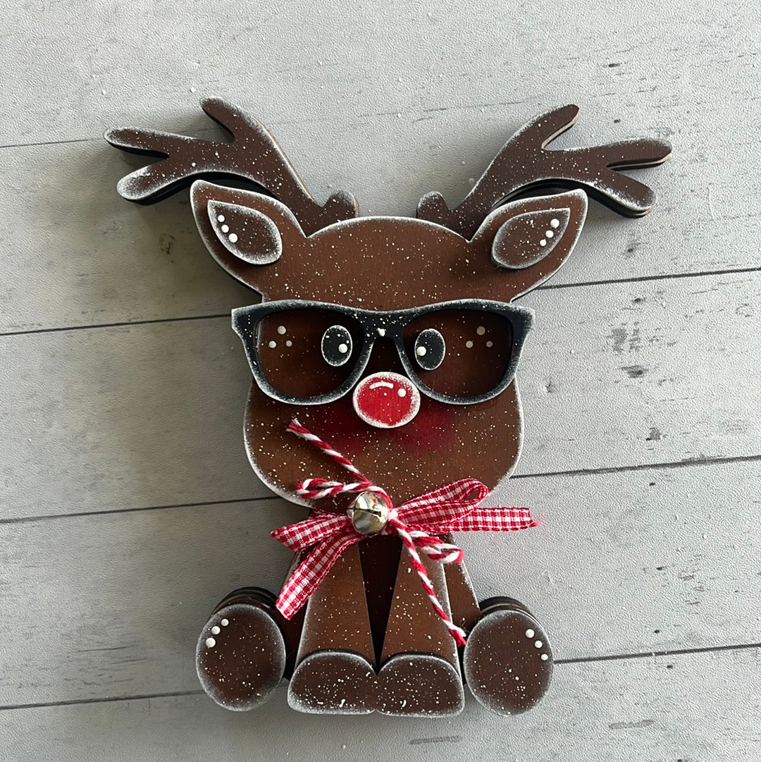 Chunky Nerdy Reindeer Shelf Sitter