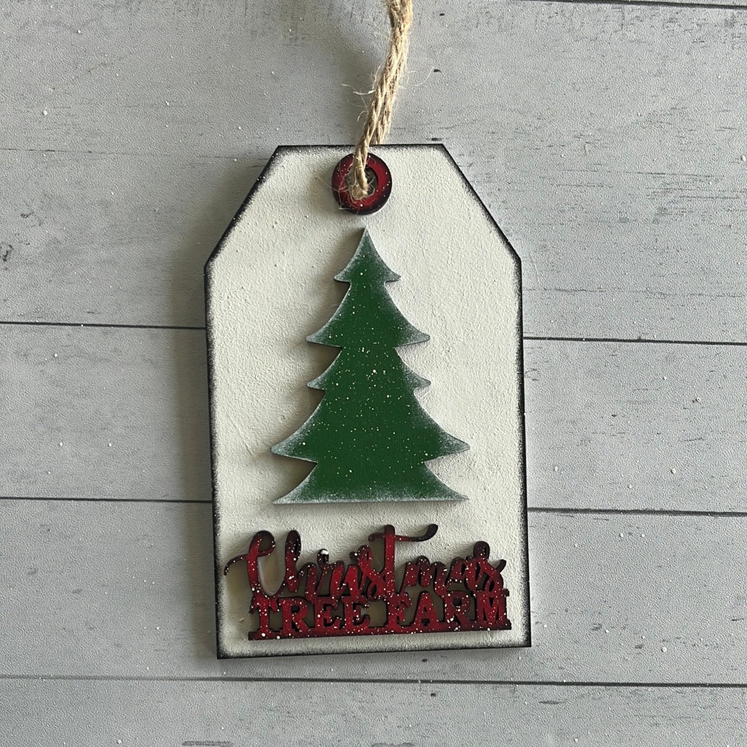 Christmas Tree Tag Tiered Tray