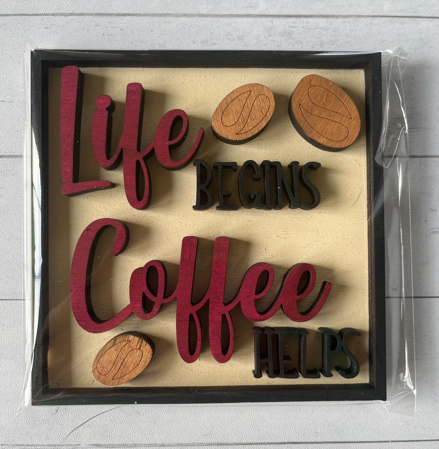 Life Begins Coffee Ladder Tile