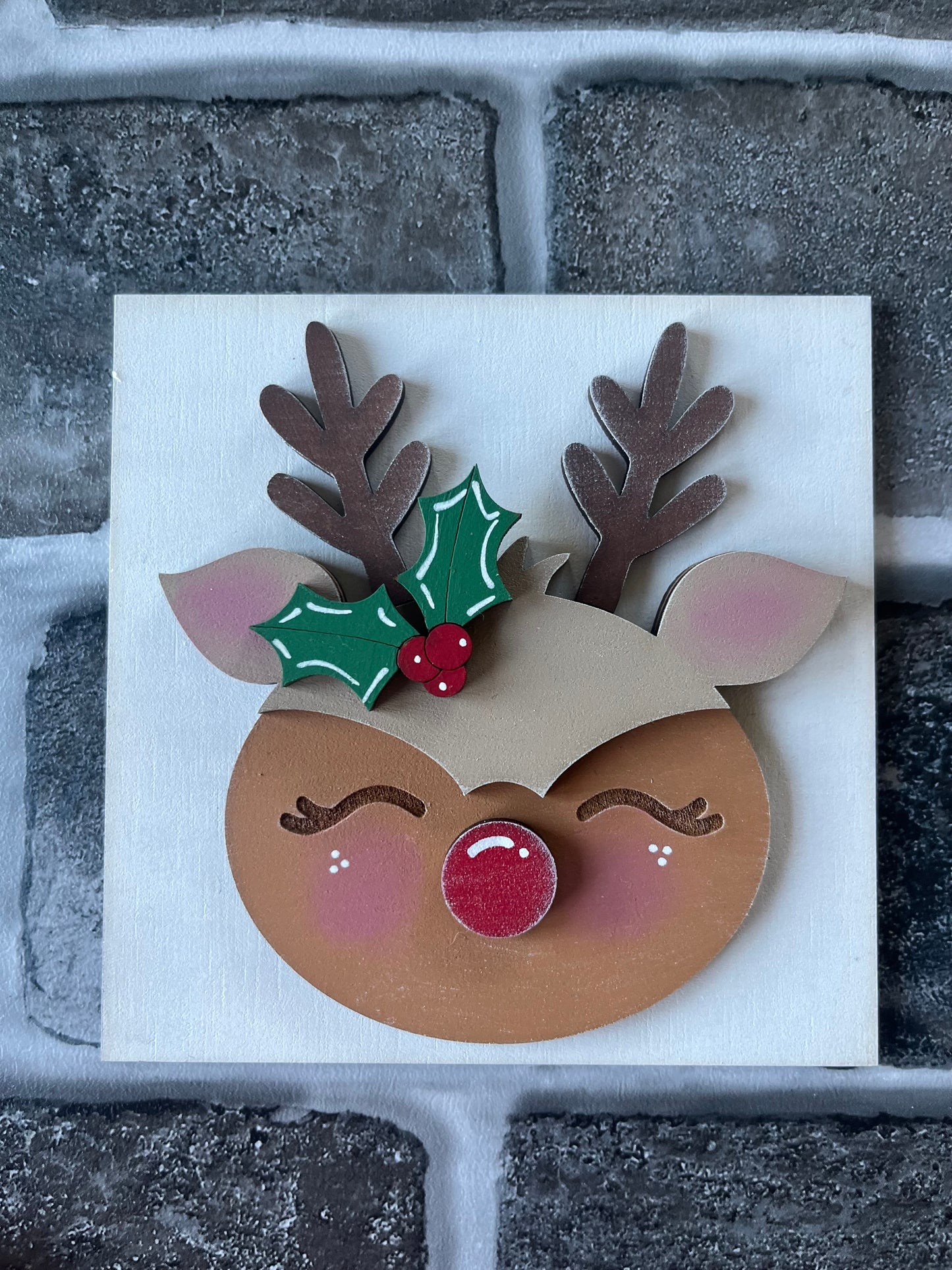 Reindeer Holly Ladder Tile