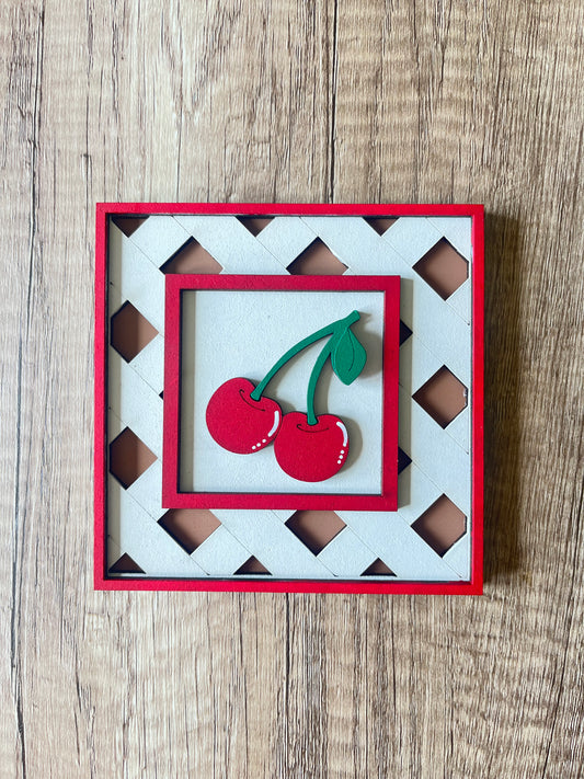 Framed Cherries Ladder Tile