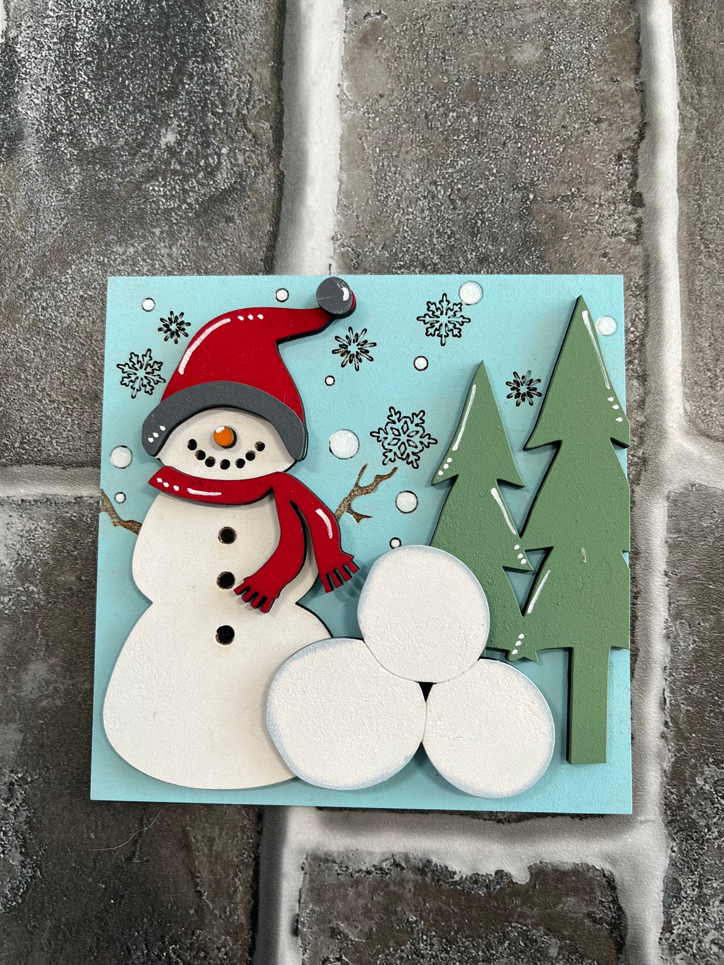 Snowman Trees Ladder Tile