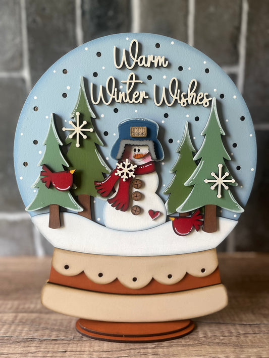 Snowman Snow Globe Light up Shelf Sitter