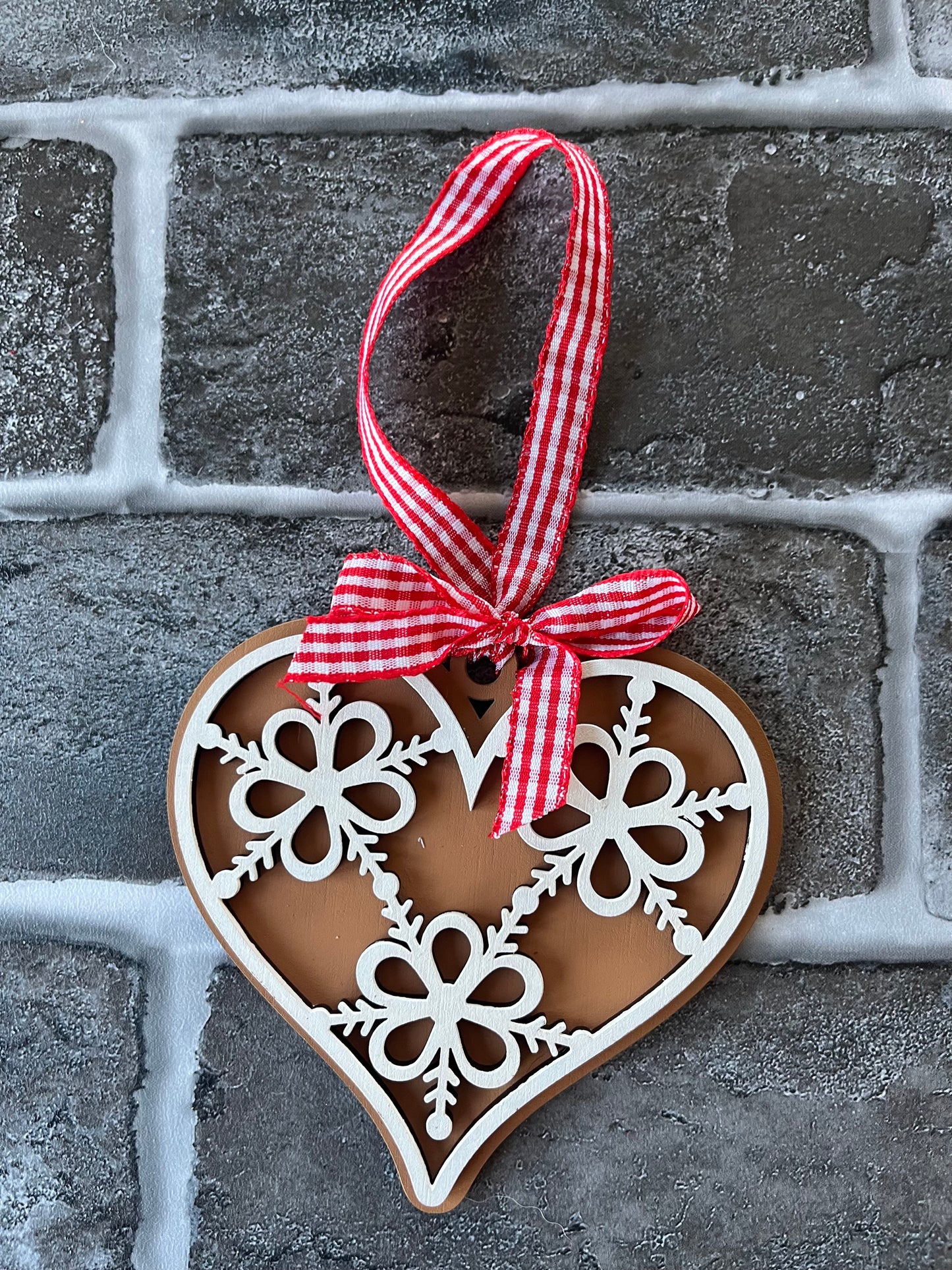 Heart Snowflake Gingerbread Ornament